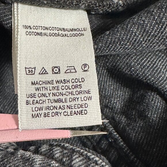 Free People Womens Black Denim Distressed Overall Mini Dress SZ W6 Boho Grunge - Picture 6 of 7